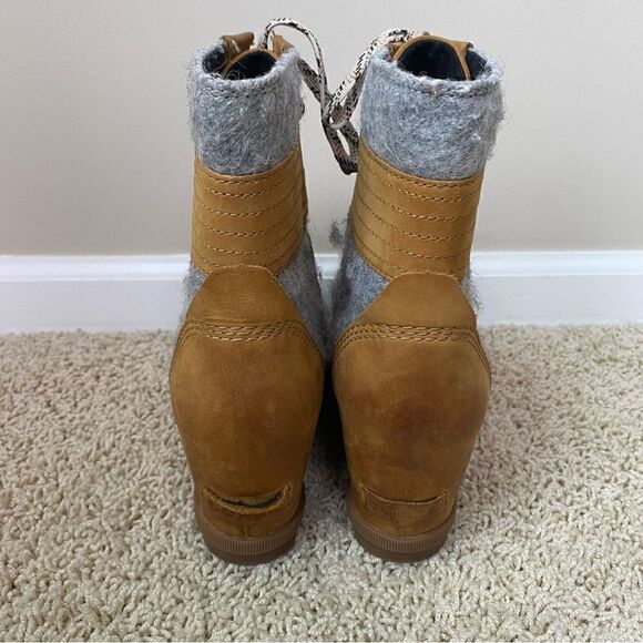 Sorel PDX Lace up Wedge Lexie Wedge Elk Tan Brown Grey 9 - Picture 4 of 6